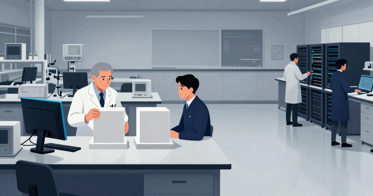 Специалисты в студии инженерного проектирования совместно изучают физические макеты, отражая обсуждение внедрения суверенного ИИ в критически важных отраслях.