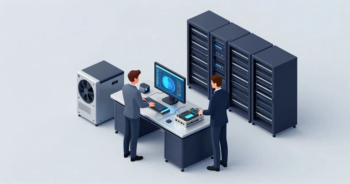 Операторы клиентской поддержки работают в зале, где расширение ИИ-сервисов показано через масштабирование рабочих процессов.