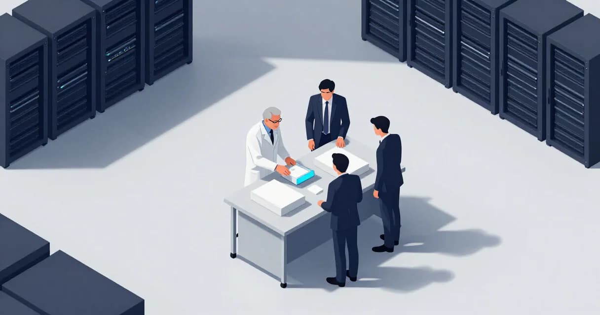 Исследовательская команда проверяет распечатанные результаты научной работы, сопоставляя их с новой автоматизированной системой.