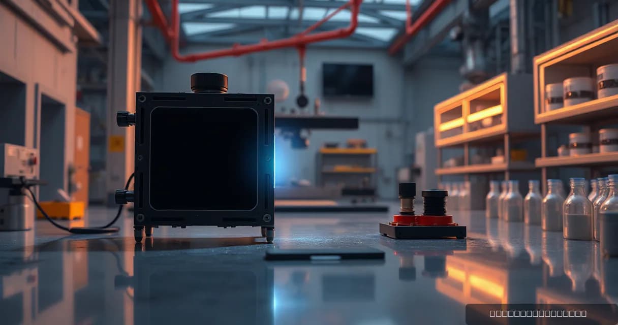 A precision laboratory setting with a central AI software or hardware component symbolizing divergence from a common base, surrounded by scientific equipment and materials. The scene is illuminated by early-morning side light, emphasizing the technological development theme.